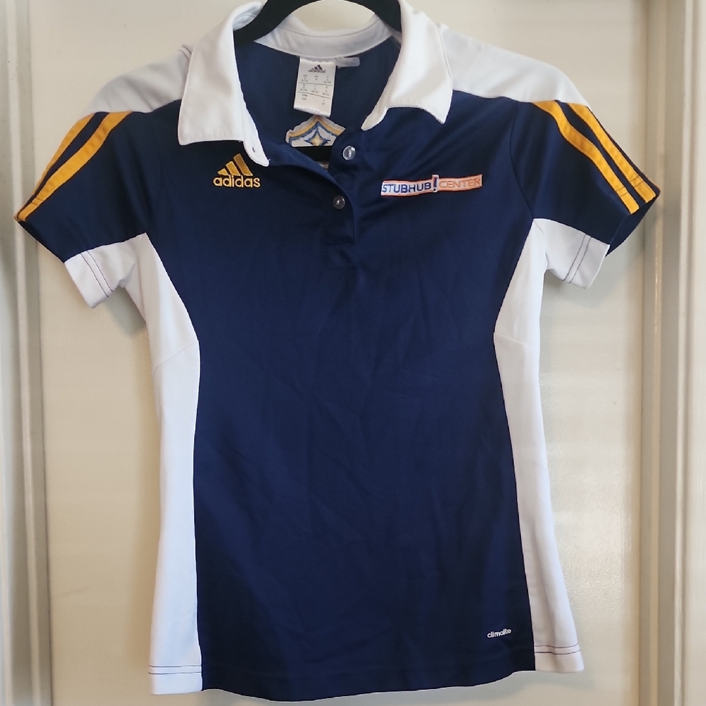 Adidas LA Galaxy StubHub Center Polo Shirt Climalite Embroidered MLS Soccer Top